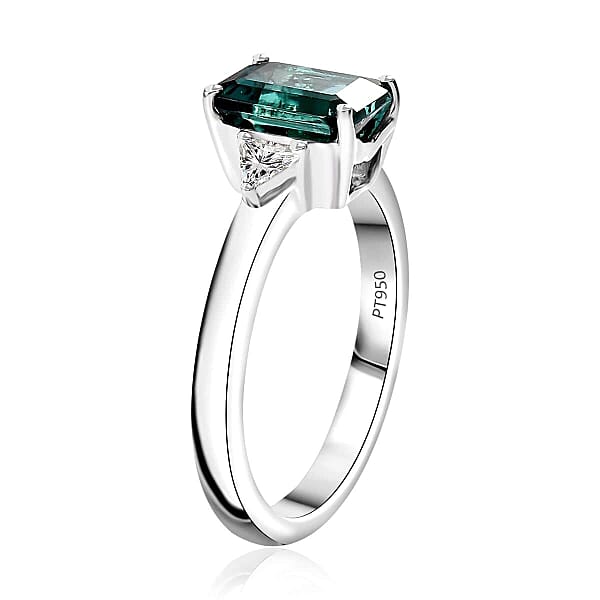 Certified & Appraised Rhapsody AAAA Pirineu Lagoon Tourmaline And E-F VS Diamond 2.47 Ctw Ring In 950 Platinum 7.80 Grams
