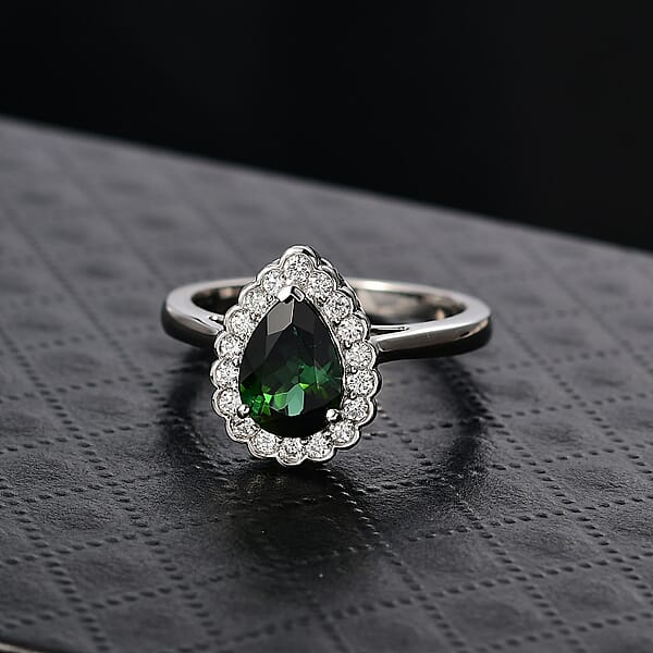 Certified & Appraised Rhapsody AAAA Pirineu Lagoon Tourmaline And E-F VS Diamond 1.50 Ctw Ring In 950 Platinum 6.22 Grams