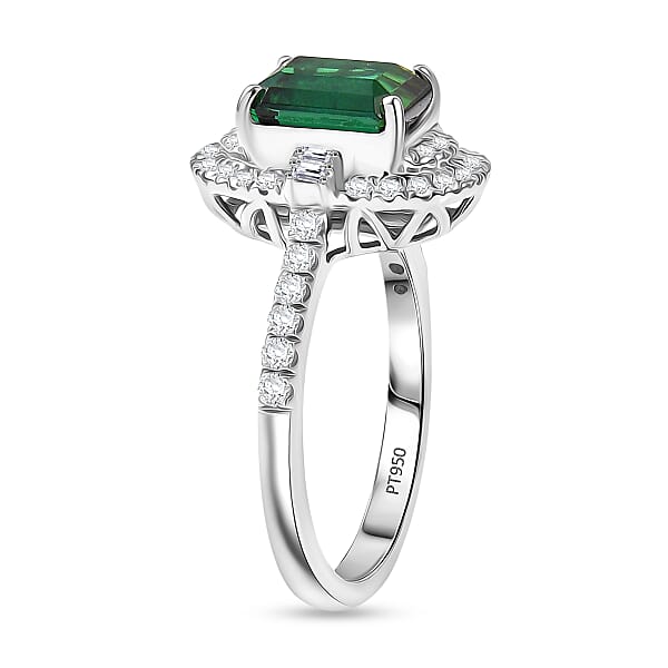 Certified & Appraised Rhapsody AAAA Pirineu Lagoon Tourmaline And Diamond E-F VS 2.35 Ctw Ring In 950 Platinum 6.10 Grams