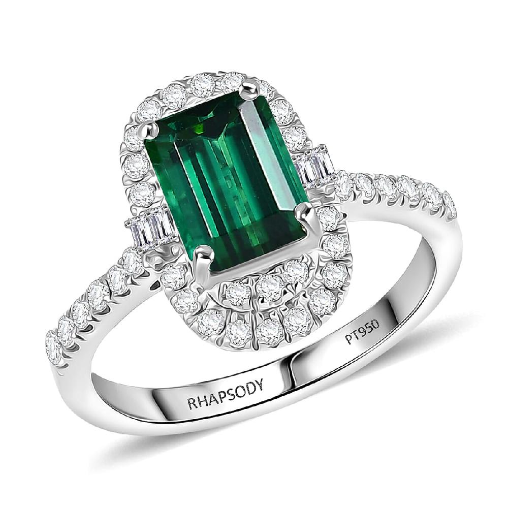 Certified & Appraised Rhapsody AAAA Pirineu Lagoon Tourmaline and Diamond E-F VS 2.35 ctw Ring in 950 Platinum 6.10 Grams