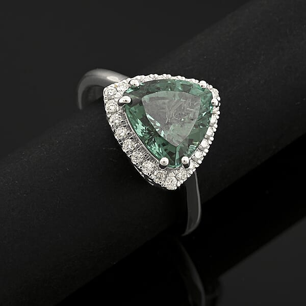 Certified & Appraised Rhapsody AAAA Pirineu Lagoon Tourmaline And E-F VS Diamond 3.65 Ctw Ring In 950 Platinum 5.96 Grams