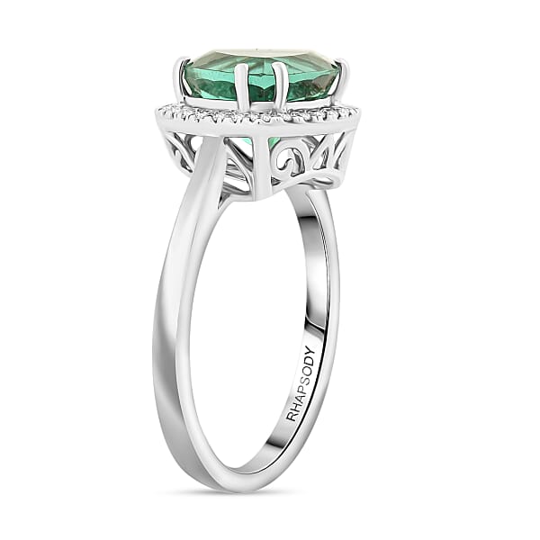 Certified & Appraised Rhapsody AAAA Pirineu Lagoon Tourmaline And E-F VS Diamond 3.65 Ctw Ring In 950 Platinum 5.96 Grams