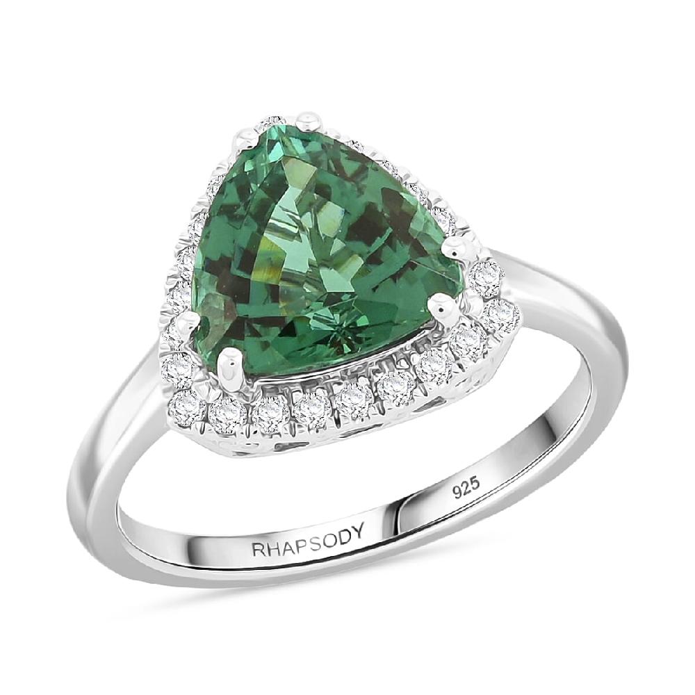 Certified & Appraised Rhapsody AAAA Pirineu Lagoon Tourmaline and E-F VS Diamond 3.65 ctw Ring in 950 Platinum 5.96 Grams
