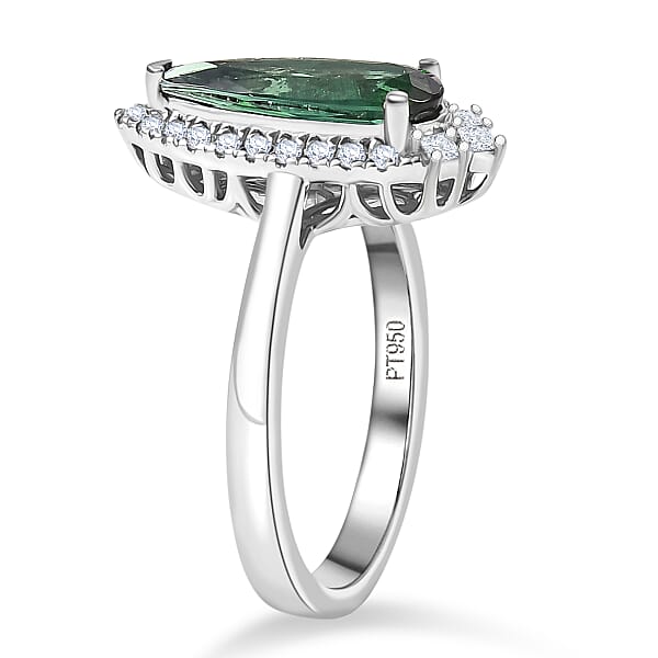 Certified & Appraised Rhapsody AAAA Pirineu Lagoon Tourmaline And E-F VS Diamond 1.51 Ctw Ring In 950 Platinum 6.36 Grams