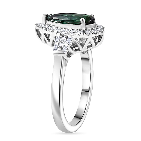 Certified & Appraised Rhapsody AAAA Pirineu Lagoon Tourmaline And E-F VS Diamond 1.45 Ctw Ring In 950 Platinum 7 Grams