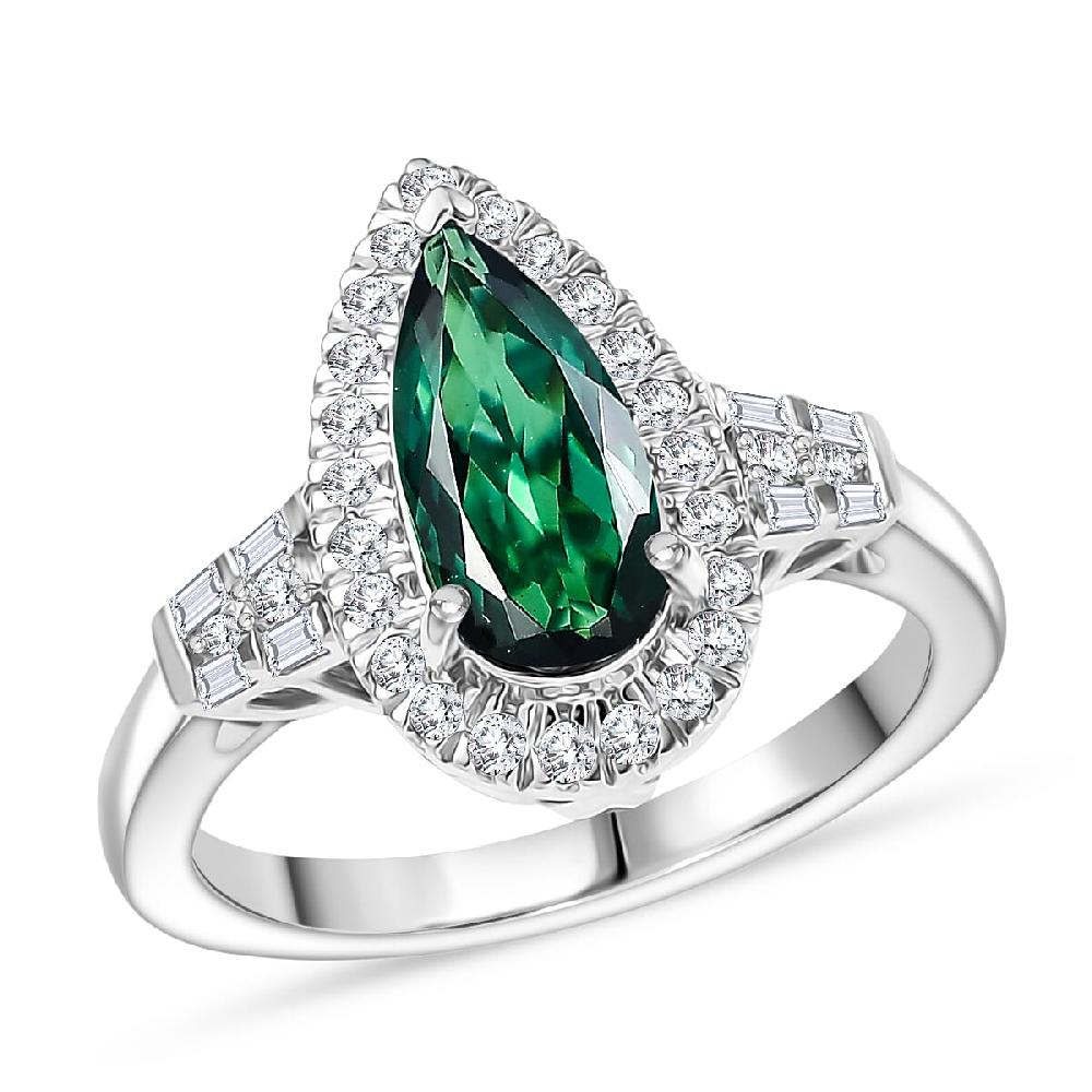 Certified & Appraised Rhapsody AAAA Pirineu Lagoon Tourmaline and E-F VS Diamond 1.45 ctw Ring in 950 Platinum 7 Grams