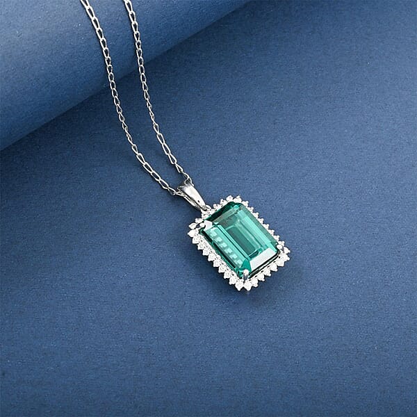 Certified & Appraised Rhapsody AAAA Pirineu Lagoon Tourmaline And E-F VS Diamond 8.15 Ctw Pendant Without Chain In 950 Platinum