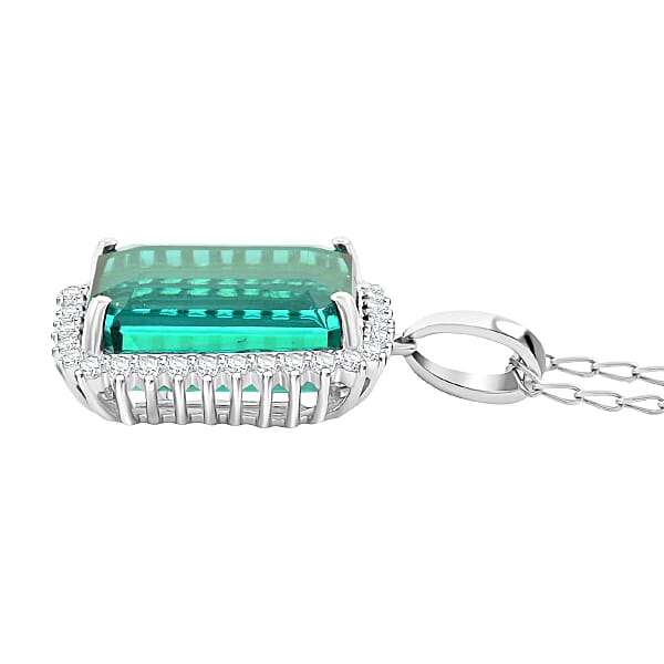 Certified & Appraised Rhapsody AAAA Pirineu Lagoon Tourmaline And E-F VS Diamond 8.15 Ctw Pendant Without Chain In 950 Platinum