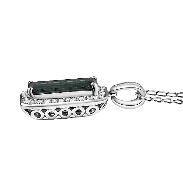 Certified & Appraised Rhapsody AAAA Pirineu Lagoon Tourmaline And E-F VS Diamond 2.88 Ctw Pendant Necklace 20 Inches In 950 Platinum 5.38 Grams
