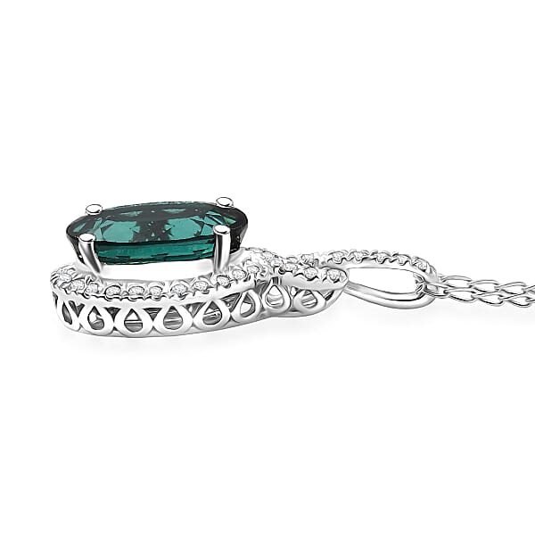 Certified & Appraised Rhapsody AAAA Pirineu Lagoon Tourmaline And E-F VS Diamond 5.50 Ctw Pendant Necklace 20 Inches In 950 Platinum 4 Grams
