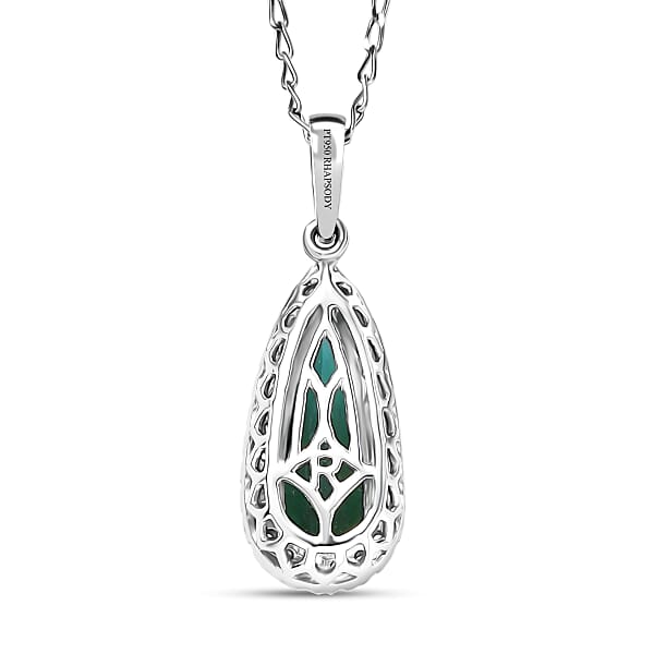 Certified & Appraised Rhapsody AAAA Pirineu Lagoon Tourmaline And Diamond E-F VS 2.00 Ctw Pendant Necklace In 950 Platinum 20 Inches