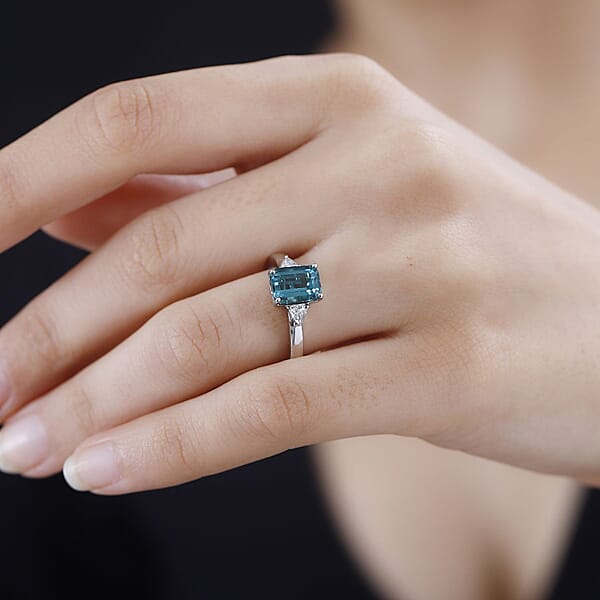 Certified & Appraised Rhapsody AAAA Pirineu Lagoon Tourmaline And E-F VS Diamond 2.47 Ctw Ring In 950 Platinum 7.80 Grams