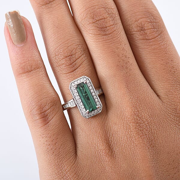 Certified & Appraised Rhapsody AAAA Pirineu Lagoon Tourmaline And E-F VS Diamond 2.86 Ctw Ring In 950 Platinum 7.48 Grams