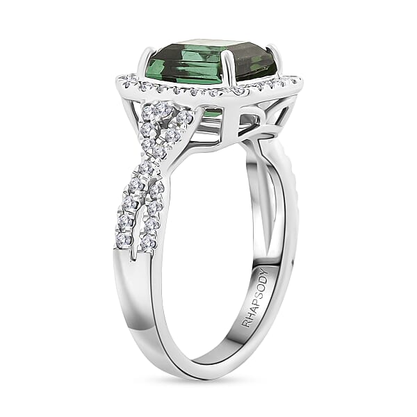 Certified & Appraised Rhapsody AAAA Pirineu Lagoon Tourmaline And E-F VS Diamond 3.50 Ctw Ring In 950 Platinum 7.90 Grams