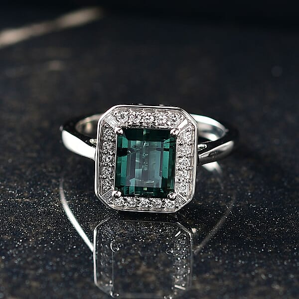 Certified & Appraised Rhapsody AAAA Pirineu Lagoon Tourmaline And E-F VS Diamond 2.48 Ctw Ring In 950 Platinum 6.57 Grams