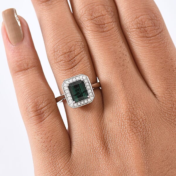 Certified & Appraised Rhapsody AAAA Pirineu Lagoon Tourmaline And E-F VS Diamond 2.48 Ctw Ring In 950 Platinum 6.57 Grams
