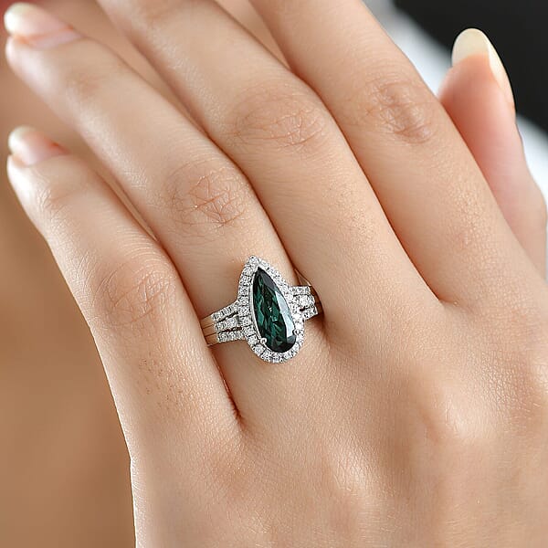 Certified & Appraised Rhapsody AAAA Pirineu Lagoon Tourmaline And Diamond E-F VS 2.25 Ctw Ring In 950 Platinum 7.30 Grams