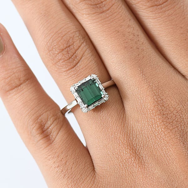 Certified & Appraised Rhapsody AAAA Pirineu Lagoon Tourmaline And E-F VS Diamond 2.37 Ctw Ring In 950 Platinum