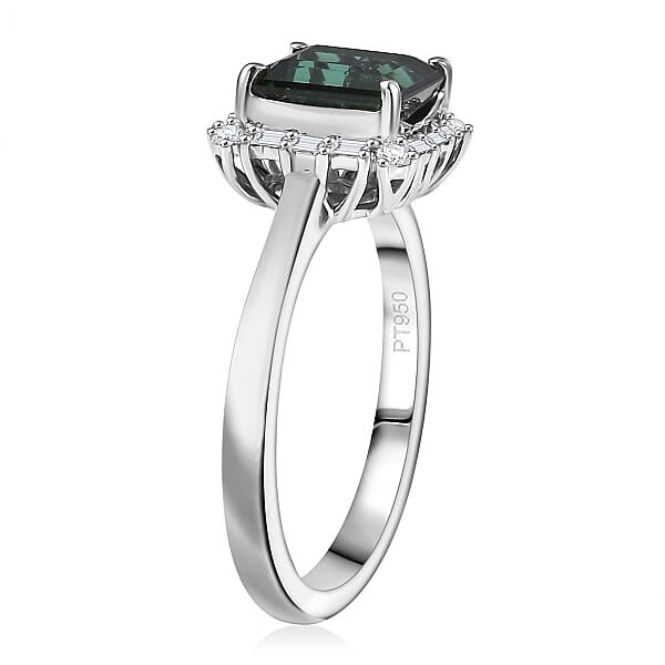 Certified & Appraised Rhapsody AAAA Pirineu Lagoon Tourmaline And E-F VS Diamond 2.37 Ctw Ring In 950 Platinum