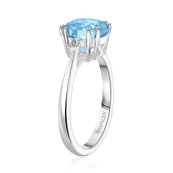 Certified & Appraised Rhapsody AAAA Santa Maria Aquamarine And E-F VS Diamond 2.35 Ctw Ring In 950 Platinum 5.80 Grams