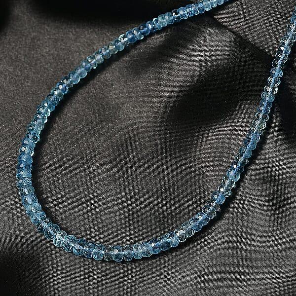 Certified & Appraised Rhapsody AAAA Santa Maria Aquamarine Beaded Graduated 70 Ctw Necklace 18-20 Inches In 950 Platinum
