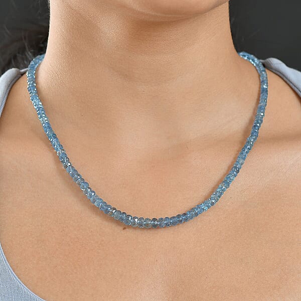 Certified & Appraised Rhapsody AAAA Santa Maria Aquamarine Beaded Graduated 70 Ctw Necklace 18-20 Inches In 950 Platinum