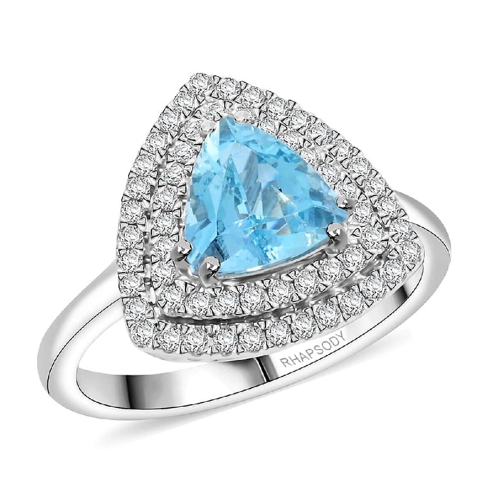 Certified & Appraised Rhapsody AAAA Santa Maria Aquamarine and E-F VS Diamond 2.00 ctw Ring in 950 Platinum 8.80 Grams