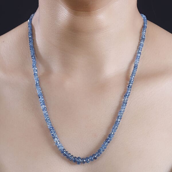 Certified & Appraised Rhapsody AAAA Santa Maria Aquamarine 73.20 Ctw Beaded Graduated Necklace In 950 Platinum 18-20 Inches