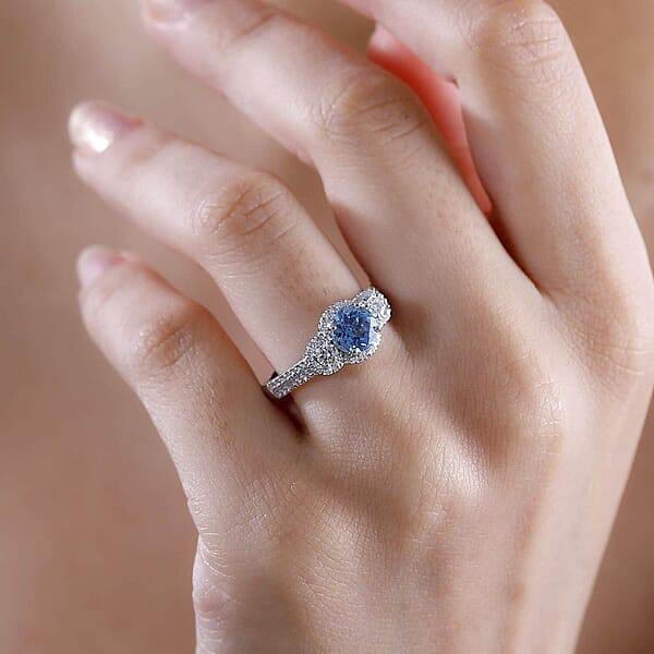 Certified & Appraised Rhapsody AAAA Santa Maria Aquamarine And E-F VS2 Diamond 1.48 Ctw Ring In 950 Platinum 6.25 Gram