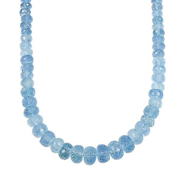 Certified & Appraised Rhapsody AAAA Santa Maria Aquamarine 75.00 Ctw Beaded Necklace In 950 Platinum 18 Inches