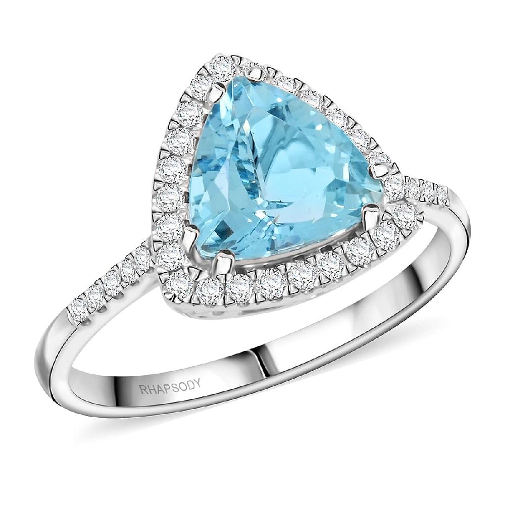 Certified & Appraised Rhapsody AAAA Santa Maria Aquamarine and E-F VS Diamond 2.36 ctw Ring in 950 Platinum 6.45 Grams