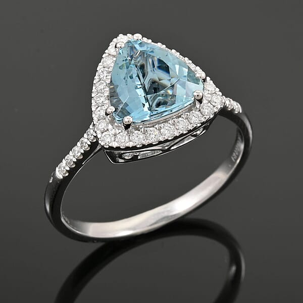 Certified & Appraised Rhapsody AAAA Santa Maria Aquamarine And E-F VS Diamond 2.36 Ctw Ring In 950 Platinum 6.45 Grams