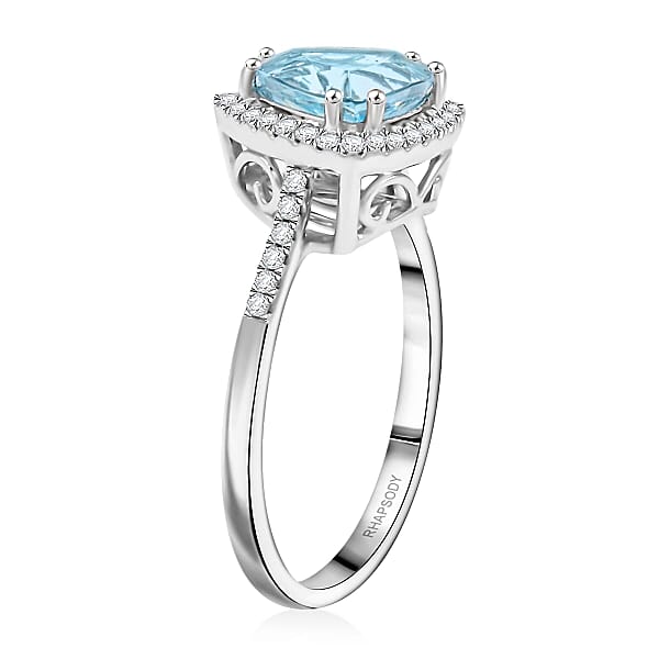 Certified & Appraised Rhapsody AAAA Santa Maria Aquamarine And E-F VS Diamond 2.36 Ctw Ring In 950 Platinum 6.45 Grams