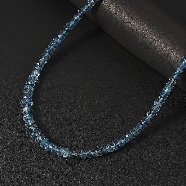 Certified & Appraised Rhapsody AAAA Santa Maria Aquamarine 60.00 Ctw Beaded Necklace In 950 Platinum 18-20 Inches