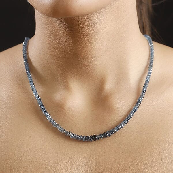 Certified & Appraised Rhapsody AAAA Santa Maria Aquamarine 60.00 Ctw Beaded Necklace In 950 Platinum 18-20 Inches