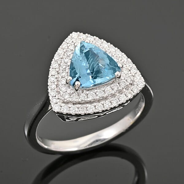 Certified & Appraised Rhapsody AAAA Santa Maria Aquamarine And E-F VS Diamond 2.00 Ctw Ring In 950 Platinum 8.80 Grams