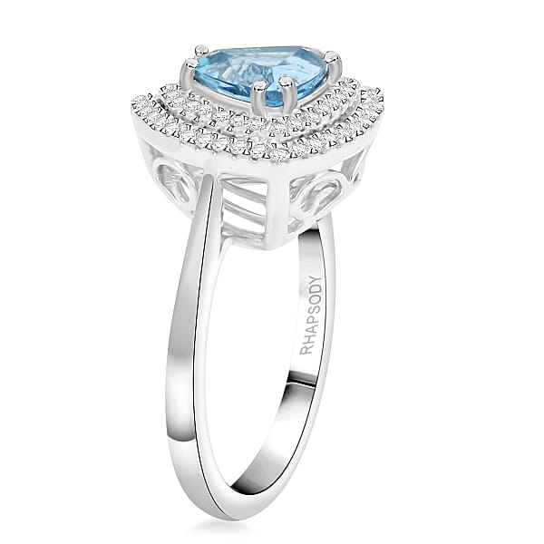 Certified & Appraised Rhapsody AAAA Santa Maria Aquamarine And E-F VS Diamond 2.00 Ctw Ring In 950 Platinum 8.80 Grams