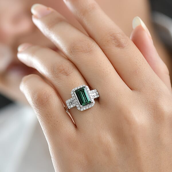 Certified & Appraised Rhapsody AAAA Santa Rosa Tourmaline And E-F VS Diamond 2.67 Ctw Ring In 950 Platinum 7.35 Grams