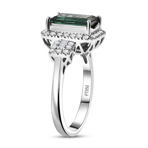 Certified & Appraised Rhapsody AAAA Santa Rosa Tourmaline And E-F VS Diamond 2.67 Ctw Ring In 950 Platinum 7.35 Grams