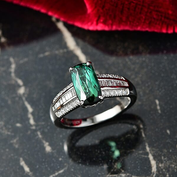 Certified & Appraised Rhapsody AAAA Santa Rosa Tourmaline And E-F VS Diamond 2.76 Ctw Ring In 950 Platinum 6 Grams