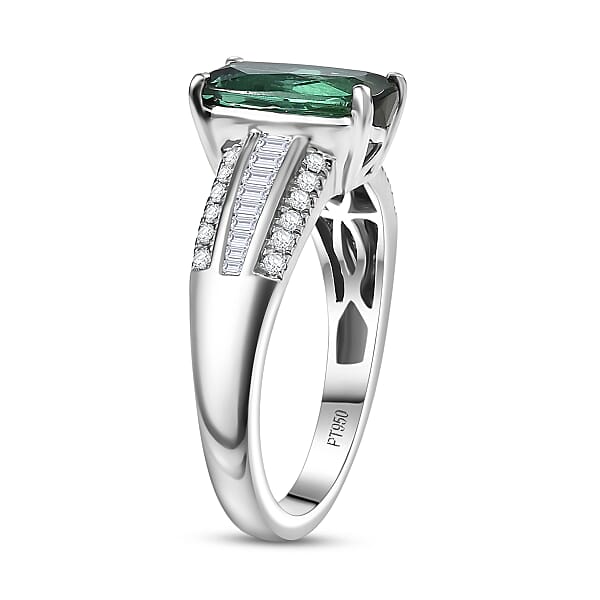 Certified & Appraised Rhapsody AAAA Santa Rosa Tourmaline And E-F VS Diamond 2.76 Ctw Ring In 950 Platinum 6 Grams