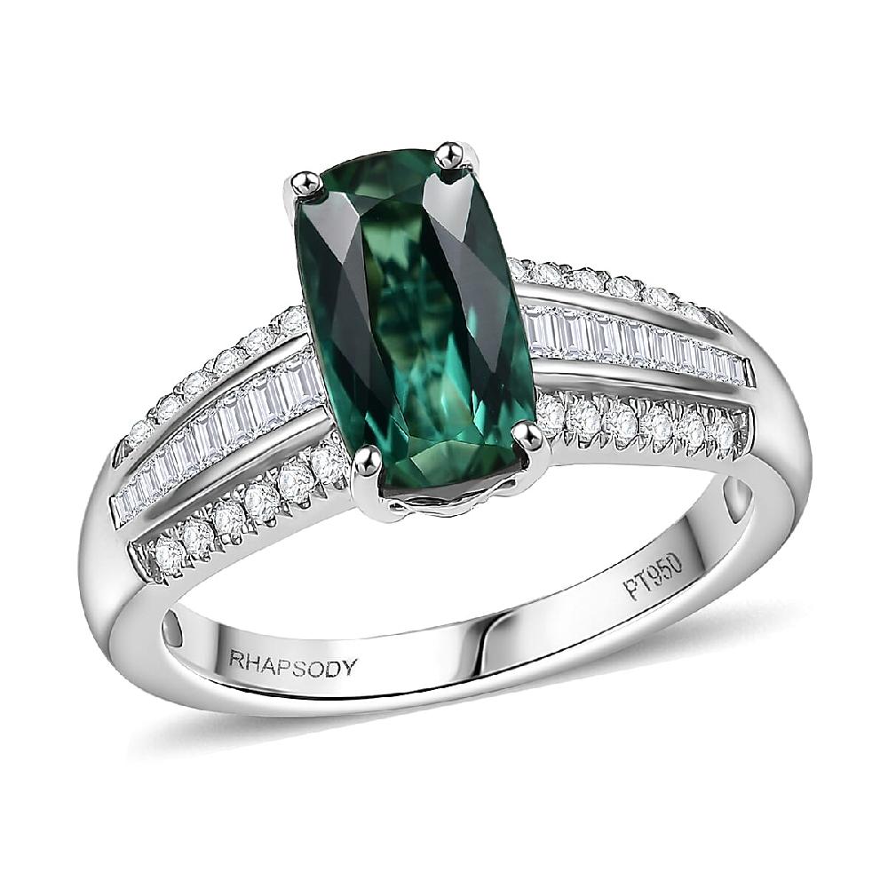 Certified & Appraised Rhapsody AAAA Santa Rosa Tourmaline and E-F VS Diamond 2.76 ctw Ring in 950 Platinum 6 Grams