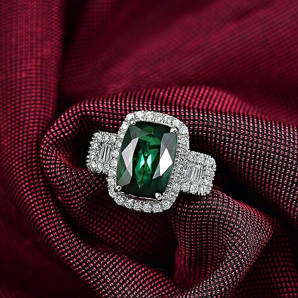 Certified & Appraised Rhapsody AAAA Santa Rosa Tourmaline And E-F VS Diamond 3.63 Ctw Ring In 950 Platinum 6.08 Grams