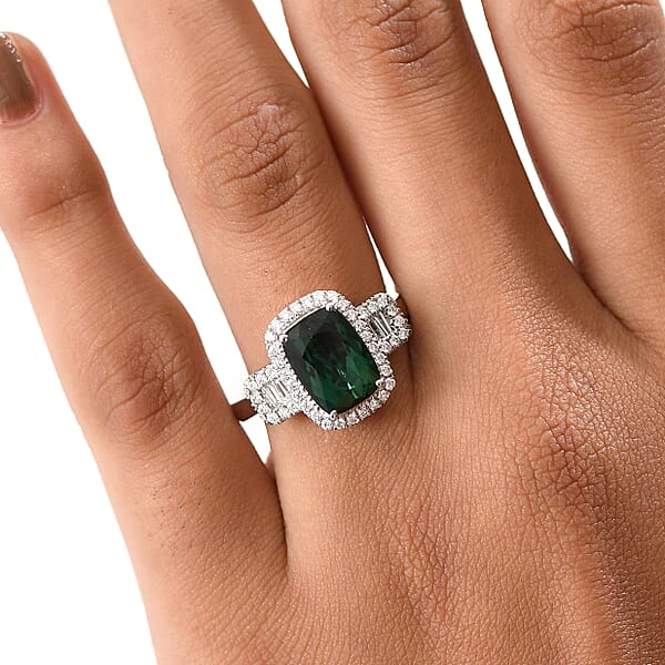 Certified & Appraised Rhapsody AAAA Santa Rosa Tourmaline And E-F VS Diamond 3.63 Ctw Ring In 950 Platinum 6.08 Grams