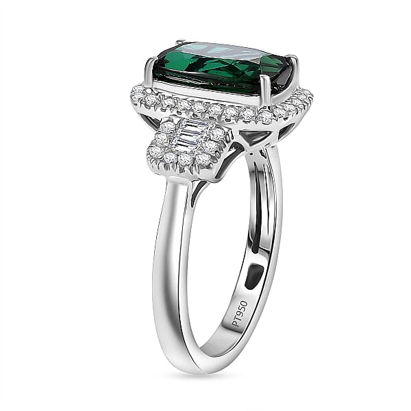 Certified & Appraised Rhapsody AAAA Santa Rosa Tourmaline And E-F VS Diamond 3.63 Ctw Ring In 950 Platinum 6.08 Grams