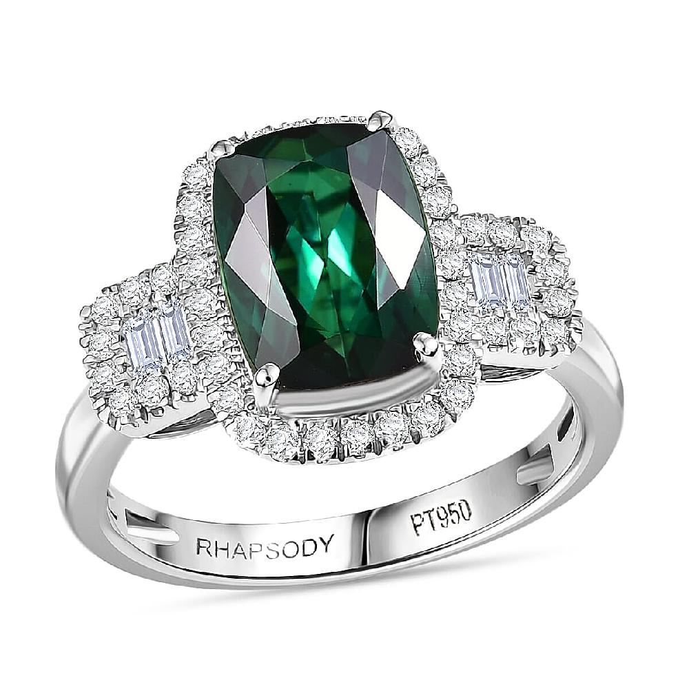 Certified & Appraised Rhapsody AAAA Santa Rosa Tourmaline And E-F VS Diamond 3.63 Ctw Ring In 950 Platinum 6.08 Grams