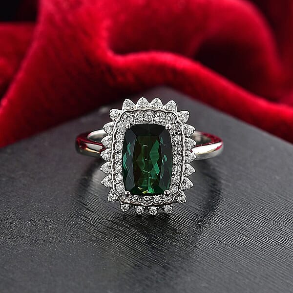 Certified & Appraised Rhapsody AAAA Santa Rosa Tourmaline And E-F VS Diamond 2.93 Ctw Ring In 950 Platinum 7.40 Grams