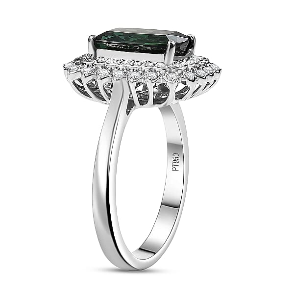 Certified & Appraised Rhapsody AAAA Santa Rosa Tourmaline And E-F VS Diamond 2.93 Ctw Ring In 950 Platinum 7.40 Grams