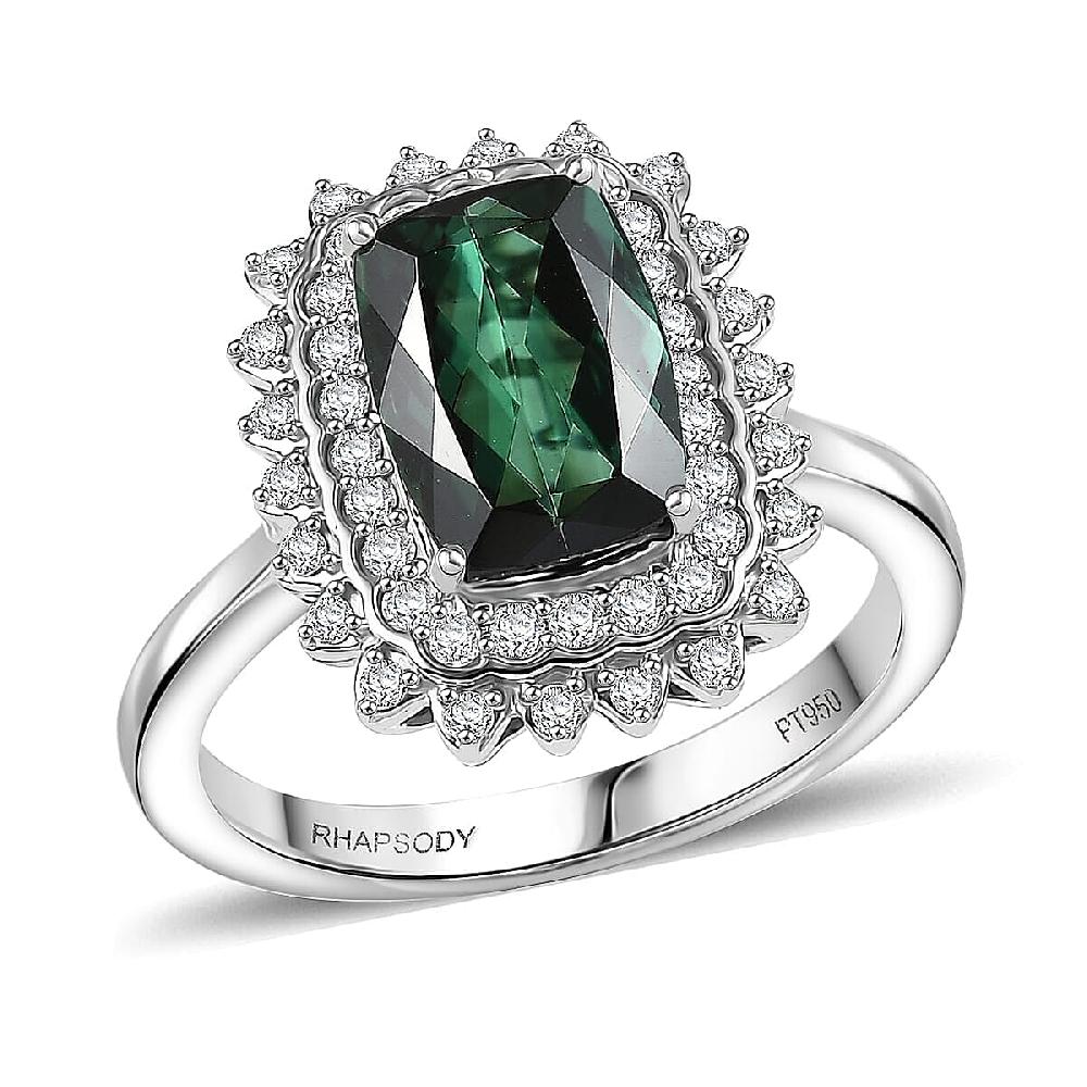 Certified & Appraised Rhapsody AAAA Santa Rosa Tourmaline and E-F VS Diamond 2.93 ctw Ring in 950 Platinum 7.40 Grams