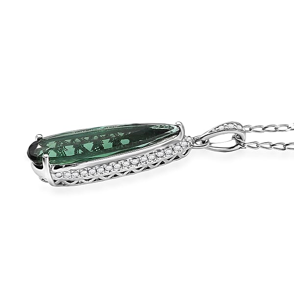 Certified & Appraised Rhapsody AAAA Santa Rosa Tourmaline And E-F VS Diamond 4.78 Ctw Pendant Necklace In 950 Platinum 20 Inches